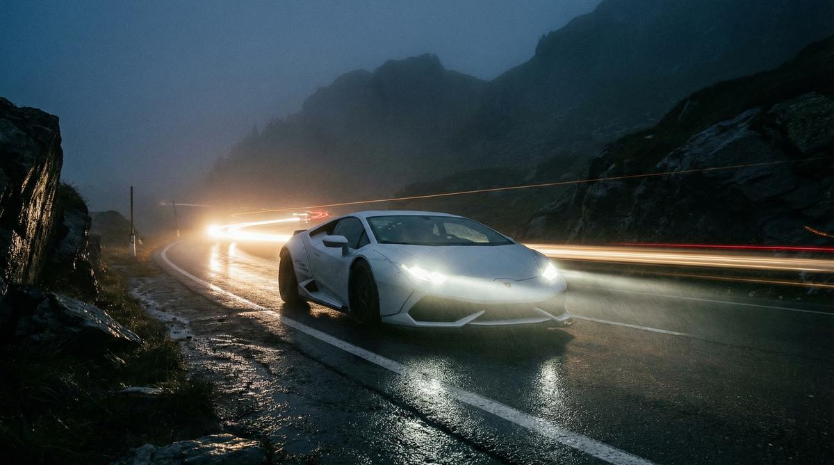 三级汽车改装视频-夜间山路宽体跑车实拍